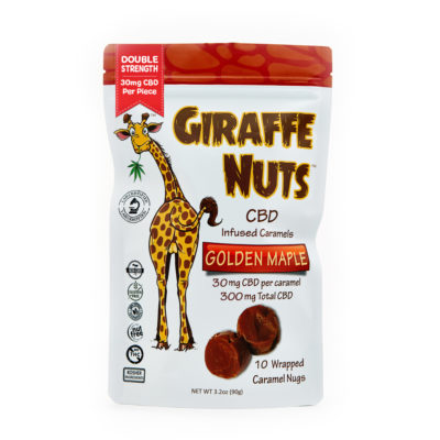 Giraffe Nuts Infused Caramels 30mg Hemp CBD per piece Golden Maple
