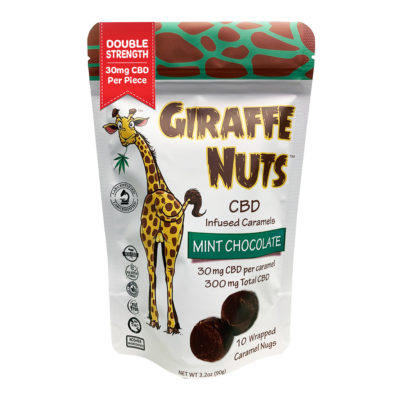 Giraffe Nuts Infused Caramels 30mg Hemp CBD per piece Mint Chocolate