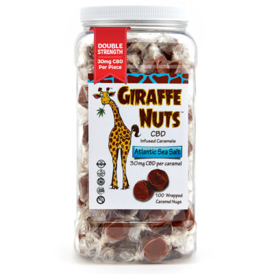 Giraffe Nuts BULK BIN 30mg Sea Salt Bulk Bin contains 100 individually wrapped caramel pieces